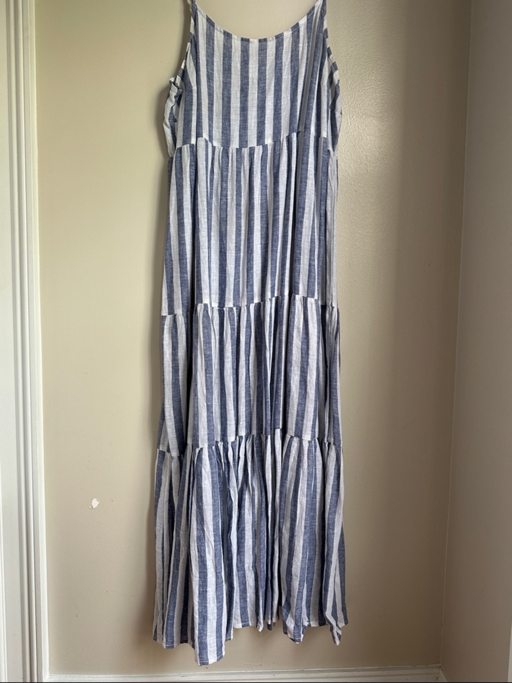 beachlunchlounge Navy and White Vertical Stripe Maxi Dress